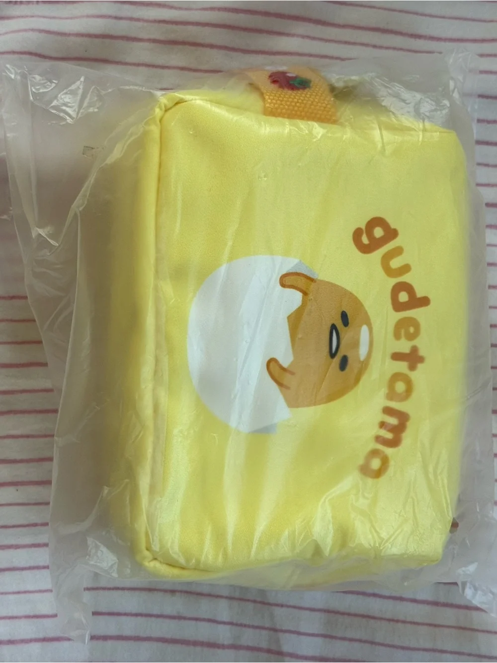 Sanrio Gudetama Lazy Egg Yellow Kids Cosmetic Zippered Pouch Travel Bag Tote NWT